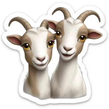 2 goats hug each other sticker