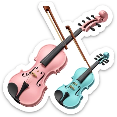 A pastel violin and a pastel heart sticker