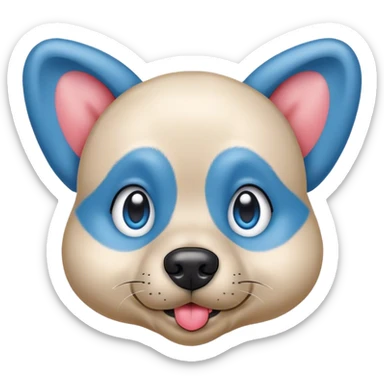Un chien bleu avec des coeurs dans les yeux sticker