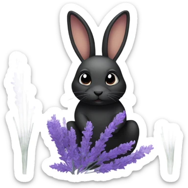 Black rabbit with lavender sticker