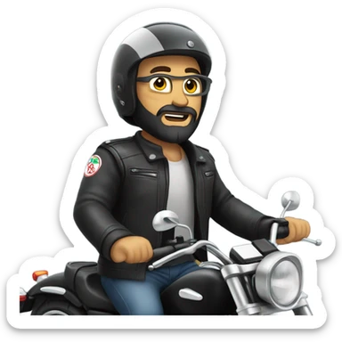 Bearded man riding a motorbike sticker