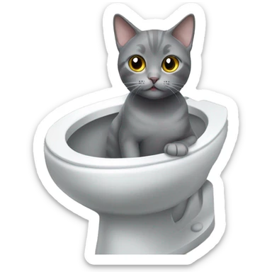 British short hair gray cat in toilet sticker