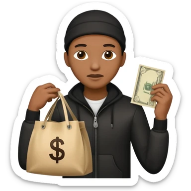 Ladrão com saco de dinheiro emoji eveito Mandela sticker
