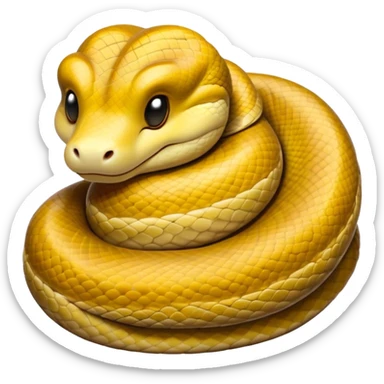 Meme-Worthy cute Sleeping Anaconda Portrait Emoji, Body coiled in a relaxed, peaceful slumber with a contented expression and softly closed eyes, showcasing intricately patterned scales and a serene demeanor, Simplified yet hilariously adorable features, highly detailed, glowing with a soft, drowsy jungle light, high shine, relaxed and utterly lovable, stylized with an air of playful laziness, bright and heartwarming, soft glowing outline, capturing the essence of a sleeping serpent that feels destined to become the next viral sensation of adorable rest! sticker