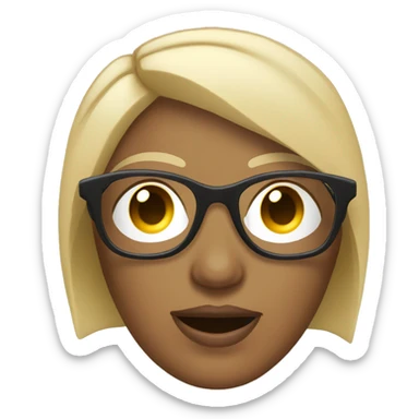 Mujer con gafas, gafas tectangulares, con coleta, morena sticker