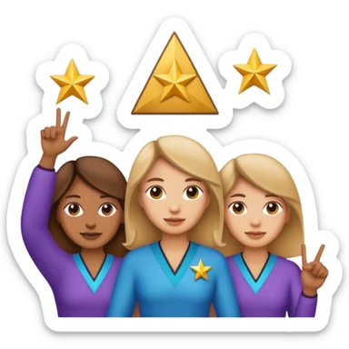 bronze women holding up 3 stars in a triangle sticker