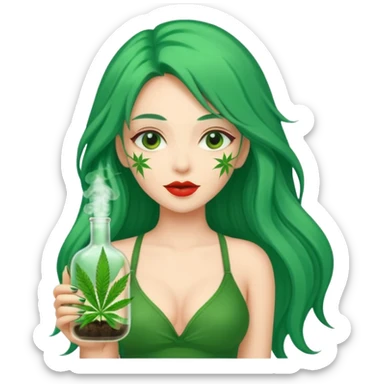 Woman with long green hair protector of weed sexy sticker