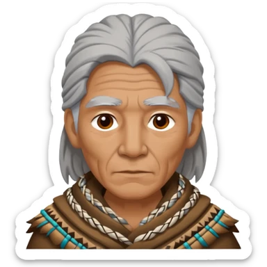 A tribal elder with grey hair wrapped in thick animal hide.



















 sticker