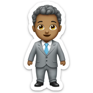 Little gentleman wearing a grey suit with white shirt and baby blue tie sticker