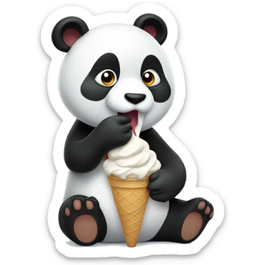 Panda eating ice cream sticker
