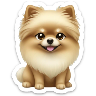 Cream Pomeranian with dark hair girl  sticker