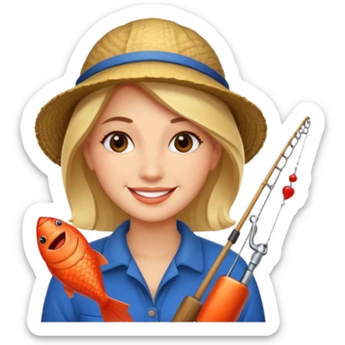 Woman in love with a fisherman sticker