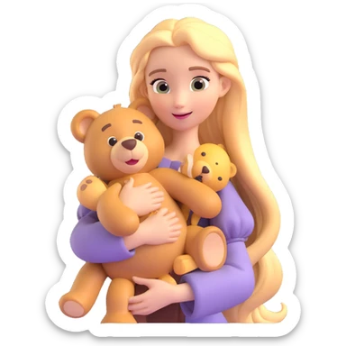 Rapunzel holding a teddy bear sticker