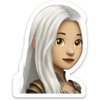 rpg girl with long white hair sticker