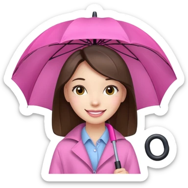 Girl with pink umbrella sticker