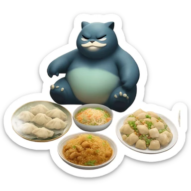 Snorlax at a Chinese buffet sticker