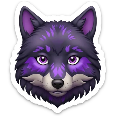 black wolf with purple pattern sad emotion sticker