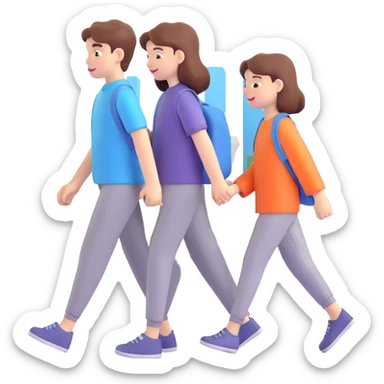 Sister and brother walking in a busy city sticker