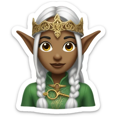 an elf woman login holding a big key sticker