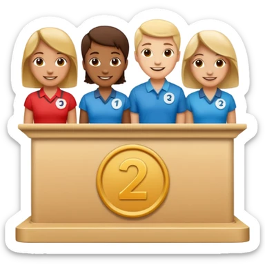 show people on podium in first, second and third place.  The podium should be labled 2, 1, 3 sticker