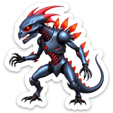 Shiny Futuristic Badass Demonic Spectral Dusky Spooky Skull-faced Cool Hot Stylish Handsome Alien-Salandit-Darkrai-Genesect-Fakémon-fusion (full body) sticker