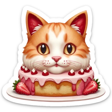 Close-up cinematic shot of a cat tasting strawberry cake, creamy frosting on its paws, dramatic soft lighting, warm tones, ultra detailed fur, shallow depth of field, professional photography style
, sticker