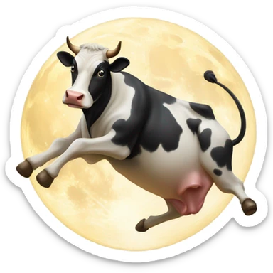 Cow jumps over the moon sticker