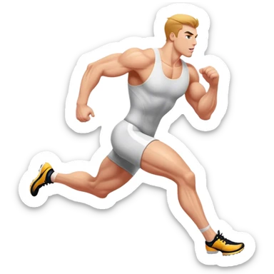 white athlete sprinting sticker
