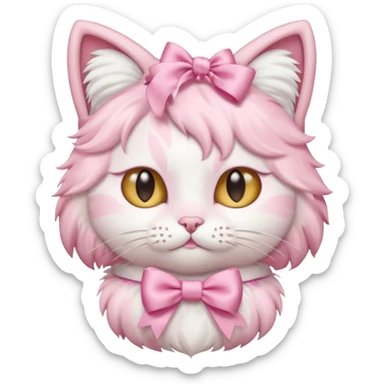 A pastel Pink cat 🐱 with a bow 🎀 sticker