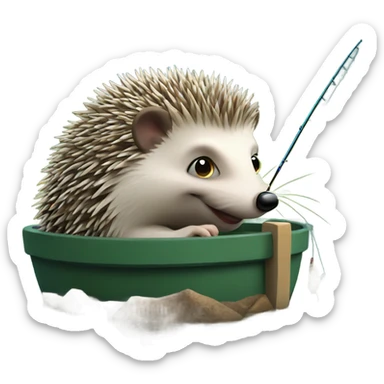 A hedgehog fishing sticker