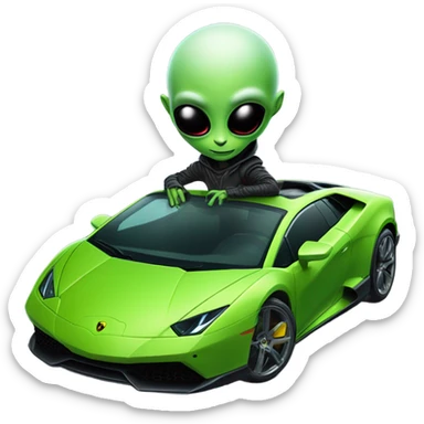 alien on a lambo sticker