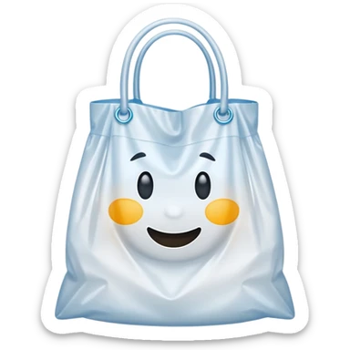 white plastic bag with two handles sticker