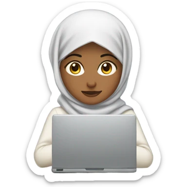 Hijabi girl with working on a computer  sticker