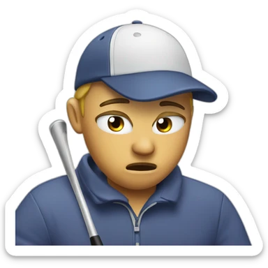Golfer crying with club sticker