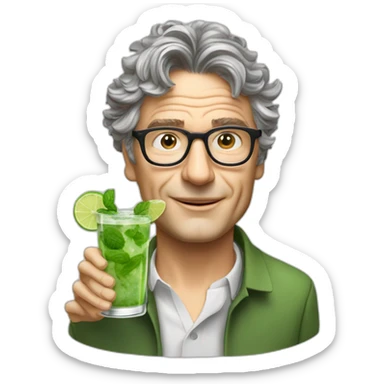 Michel Onfray qui boit un mojito sticker