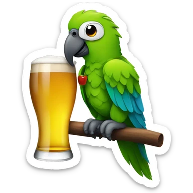 Parrot with a beer sticker