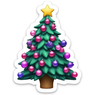 Christmas tree with pink and purple decorations  sticker