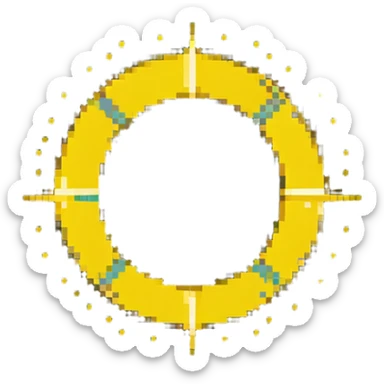 pixel art sun without face, just a yellow circle with rays sticker