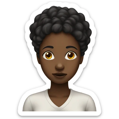 black girl with blank emotion  sticker