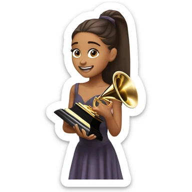 ariana grande holding grammy sticker