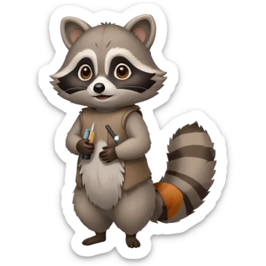 make full body standing cute racoon speaking. calm and no sharp edges. sticker