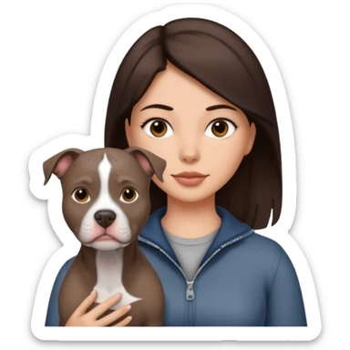 Grey pitbull with one darkBrown haired Girl  sticker