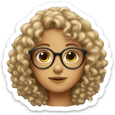 A girl with curly hairs and glass sticker
