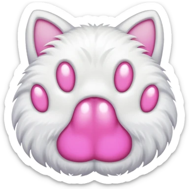 Fluffy white cat paw with six toes and claws sticker