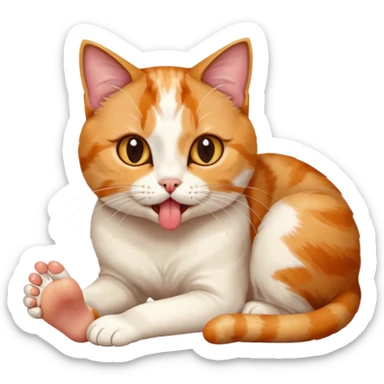 Cat licking human toes sticker