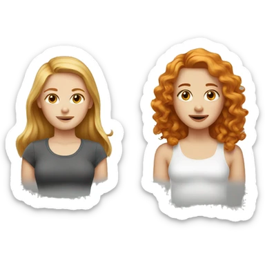 Girl with dirty blonde hair with a girl with ginger hair sticker