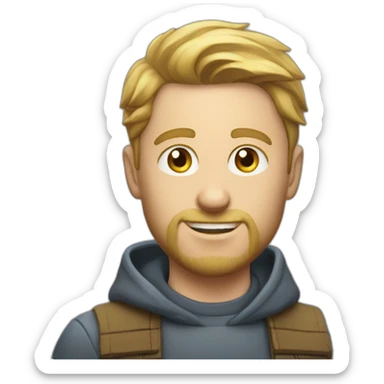 White man playing a trading card game sticker