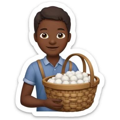 smiling adult slave holding a basket with cotton sticker