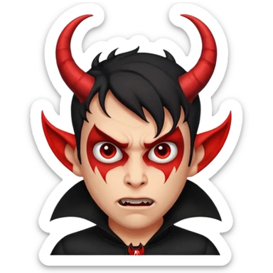 The guy looks at you with contempt and disgust, rolls his eyes, and wears black clothes and has devil horns. sticker