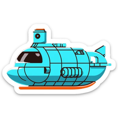 70s style retro space freighter with blocky design sticker